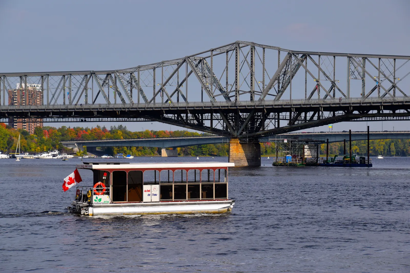 Overland water coverage for Ottawa homes, shown by the Ottawa River and Alexandra Bridge on an autumn day