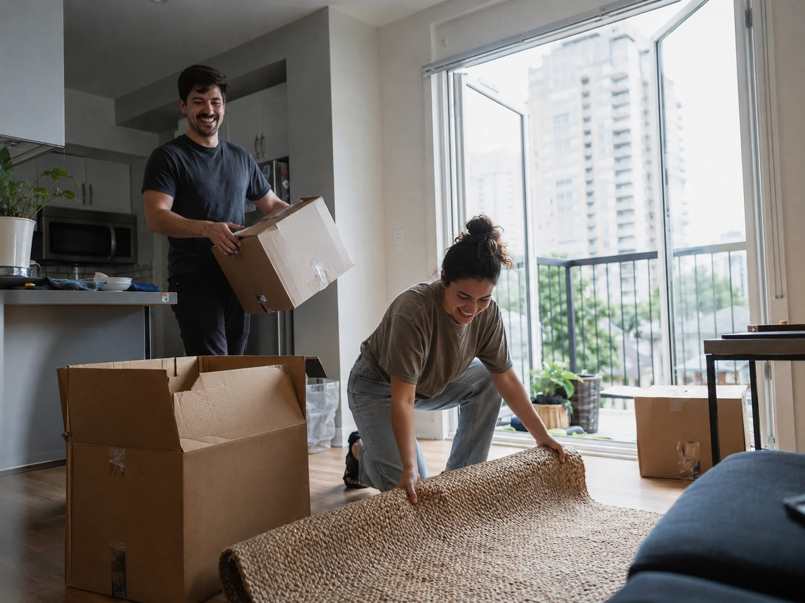 Young professionals moving into their first Centretown condo after getting a downtown Ottawa mortgage with agent Nick Bachusky