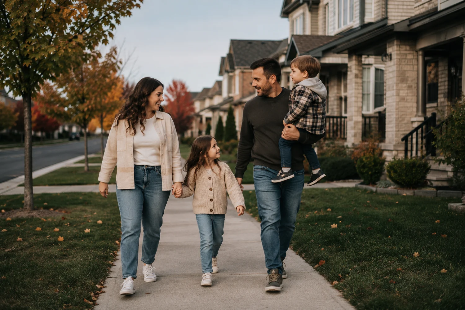 Family in a Kanata neighbourhood served by a local mortgage agent in west-end Ottawa