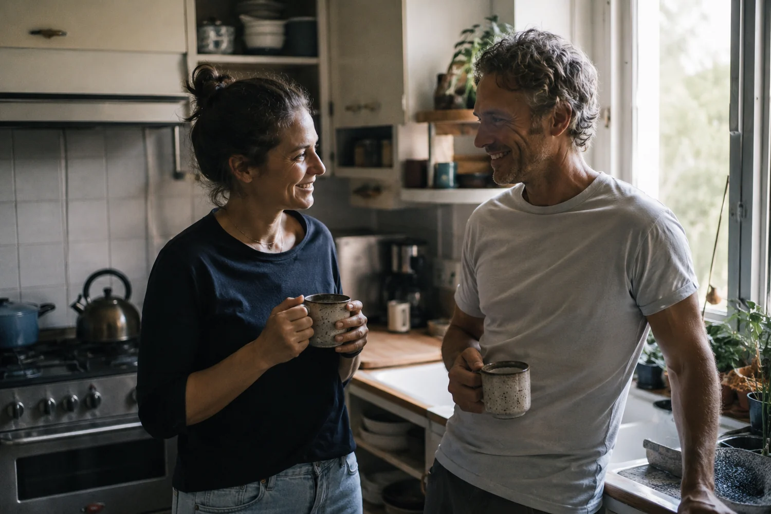 Reassured Ottawa couple at home after locking in a better mortgage renewal rate with their Ottawa mortgage agent